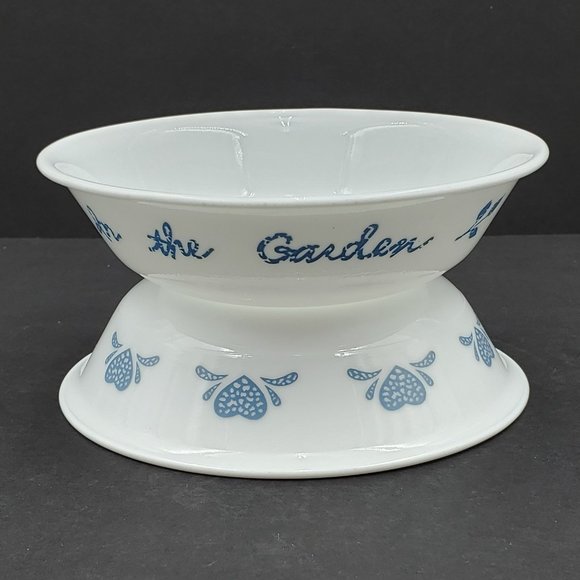 Corelle In the Garden Soup Cereal Berry Bowls Blue Hearts Stencil Dessert Bowl - Picture 3 of 6